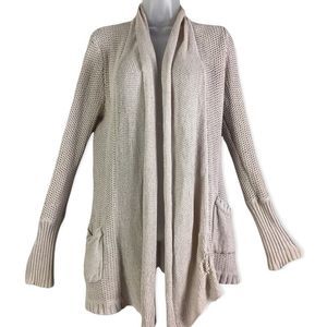 ANTHROPOLOGIE Guinevere Cotton Linen Blend Knit Cardigan